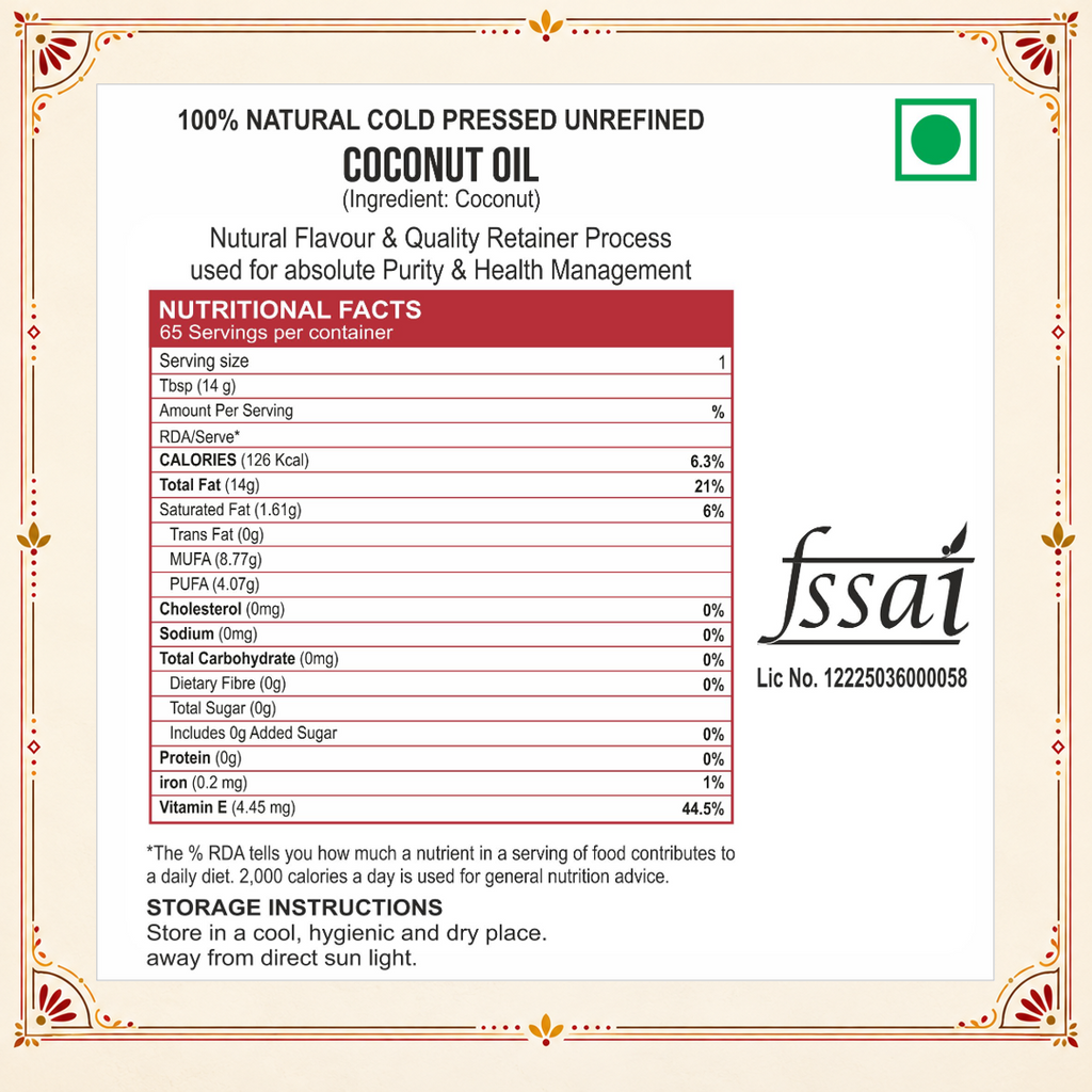 Sewari Cold Pressed coconut Oil FSSAI License