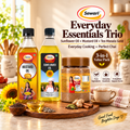 Sewari Everyday Essentials Trio. Cold Pressed Sunflower Oil, Cold Pressed Mustard Oil, Tea Masala Gold