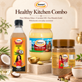 Sewari Healthy Kitchen Combo. Cold Pressed Coconut Oil, Pure Desi Ghee Bilona Process, Tea Masala Gold