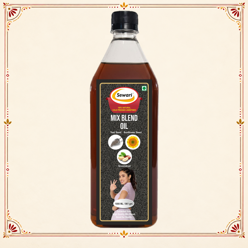 Sewari Cold Pressed Mix Blend Oil. Blended oil made with sunflower, groundnut, sesame