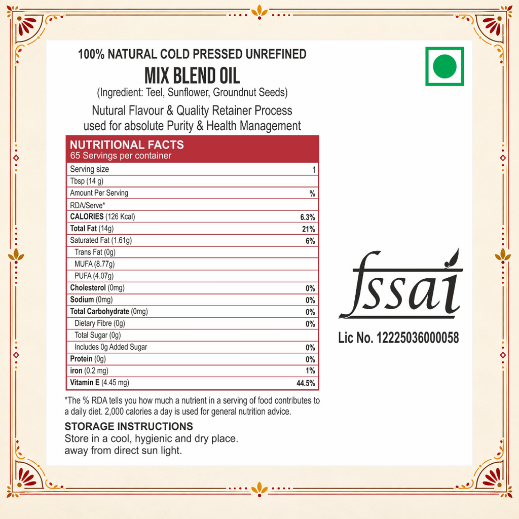 Sewari Mix Blend Oil FSSAI License