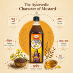 Sewari Cold Pressed Mustard Gold Oil. Explains the ayurvedic principles of mustard