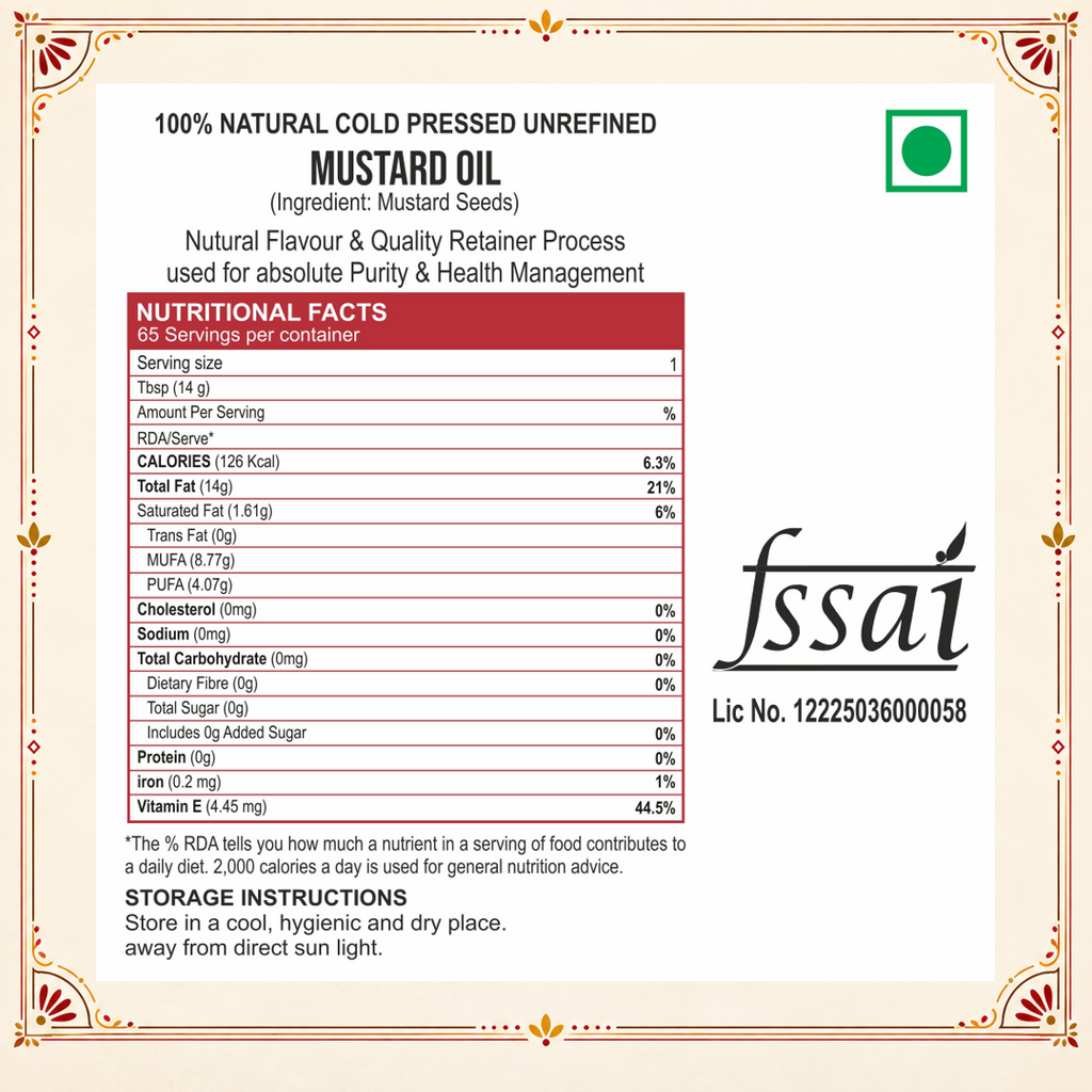Sewari Cold Pressed Mustard Oil FSSAI License